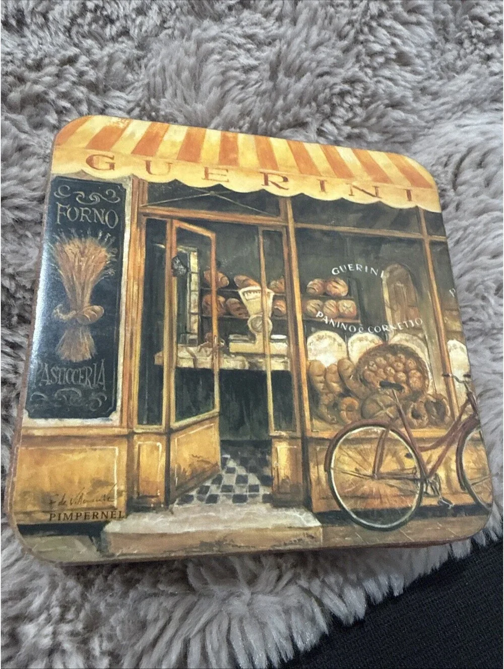 Pimpernel 6 Piece Coaster Set, Guerini Bakery, UK, Vintage New With Cork Back